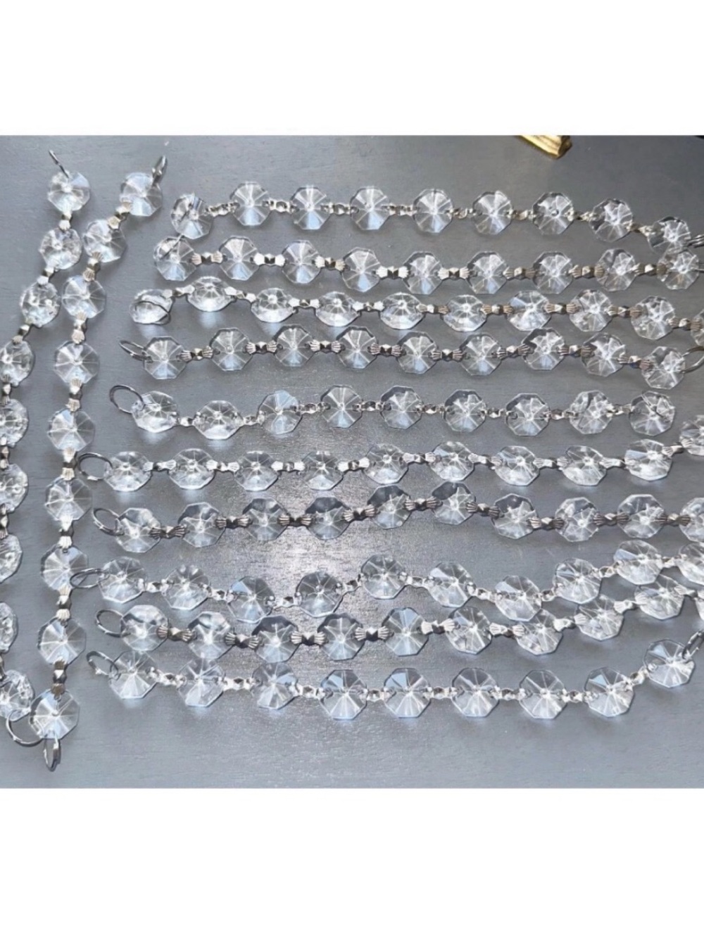 Vintage Style Chandelier Lamp Replacement Parts Crystal Octagons 12 Strands 8in